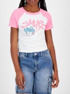 Hybrid Apparel Smurfs Character Cropped Tee Sz S